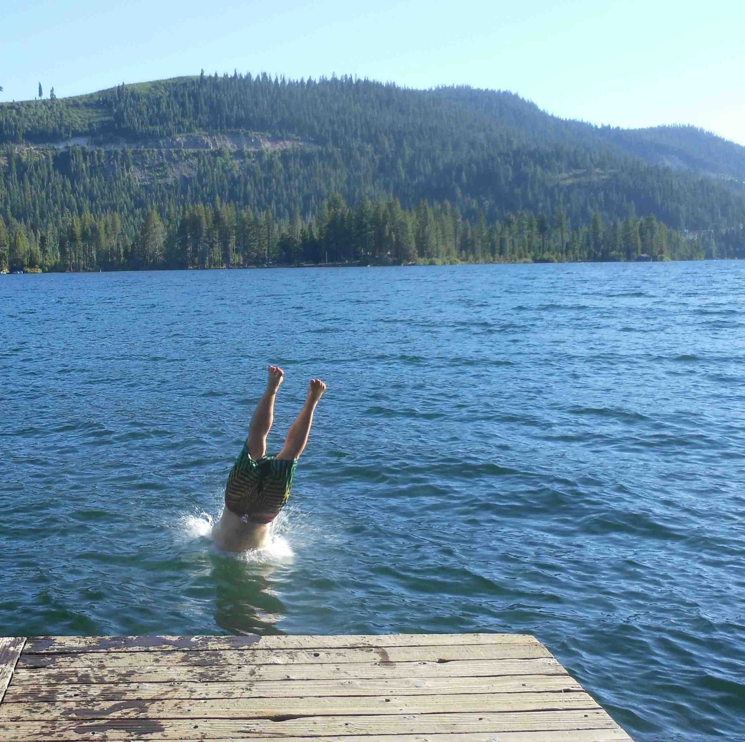 diving in to a lake